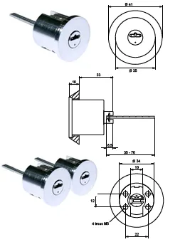 Cylindre à languette, à clé magnétique MAGNET 3800, pour remplacement des cylindres et clés MONOBLOC dont le numéro commence par H…, S…, SF…