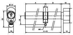 Cylindre profilé européen à bouton, nickelé, à clé INFINITY 9100, 3 clés,panneton international, rallongé côté cylindre