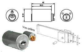 Cylindre rond Ø 25mm, nickelé, à clé magnétique MAGNET 3800, 3 clés, pour bandeau GUIDOTTI, carte de propriété
